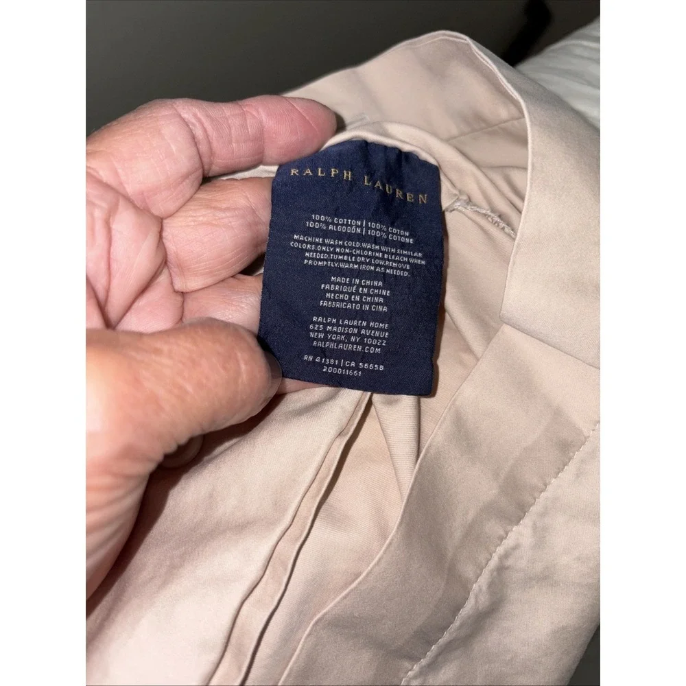 Ralph Lauren button Hemstitch Pillow Sham  Beige Tan one,‎ cotton button close